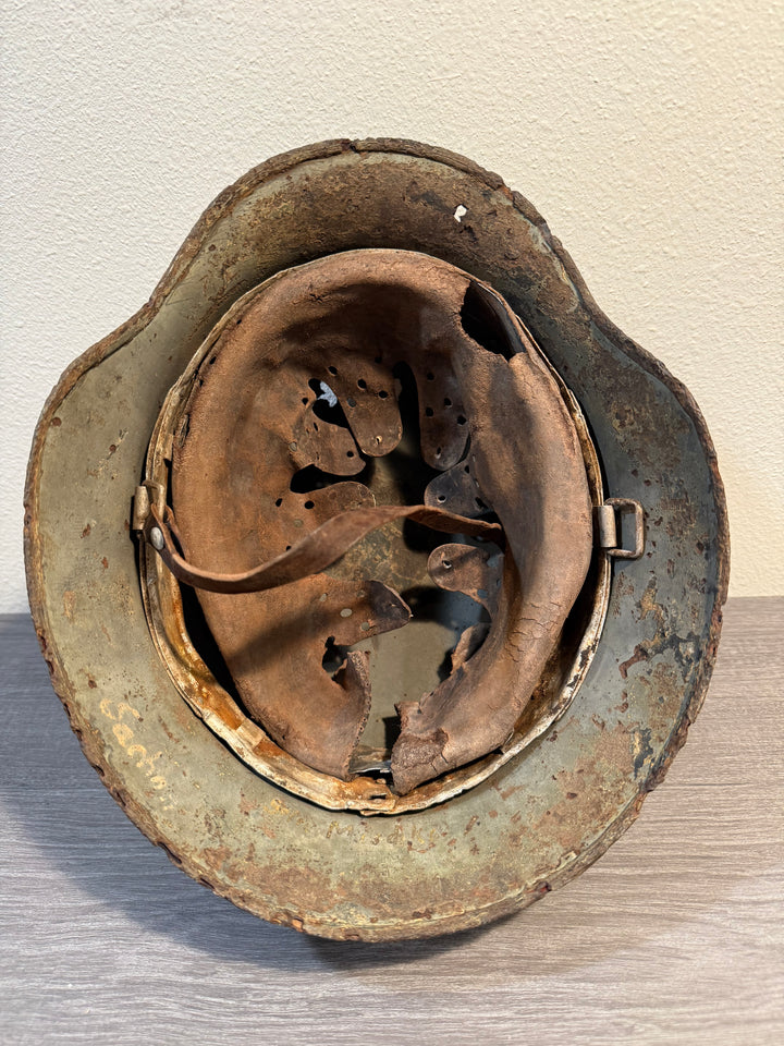 Original WWII German M35 Heer Helmet – ET64 – Double Decal – Relic Battlefield Find- Named