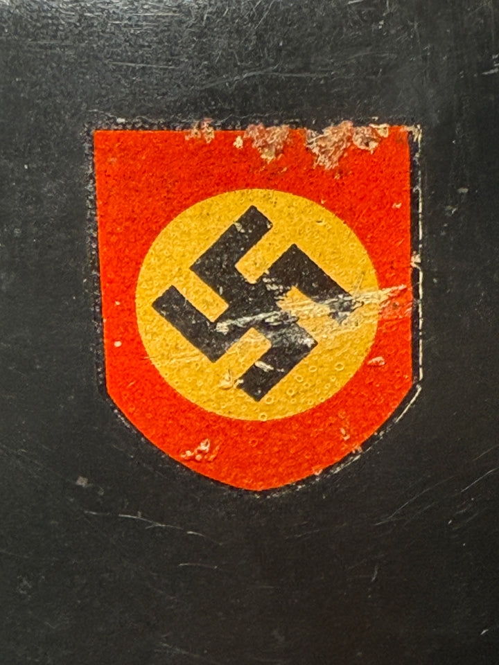 WWII German M34 Fire Police Helmet – Double Decal – DRGM Marked – Size 56