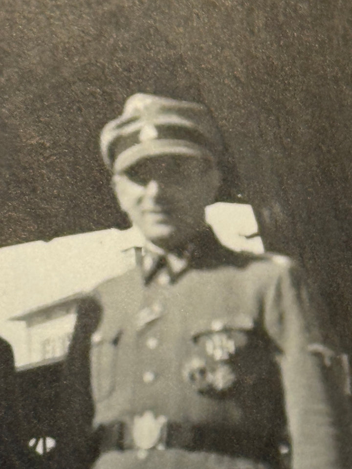 Original WWII German Photograph – Waffen-SS Officer w/ Awards &amp; Female Companion – Dated 1944
