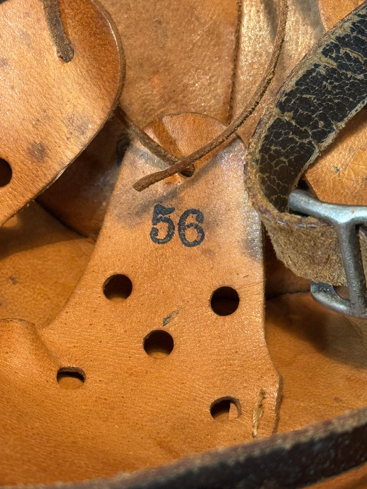 WWII German M34 Fire Police Helmet – Double Decal – DRGM Marked – Size 56