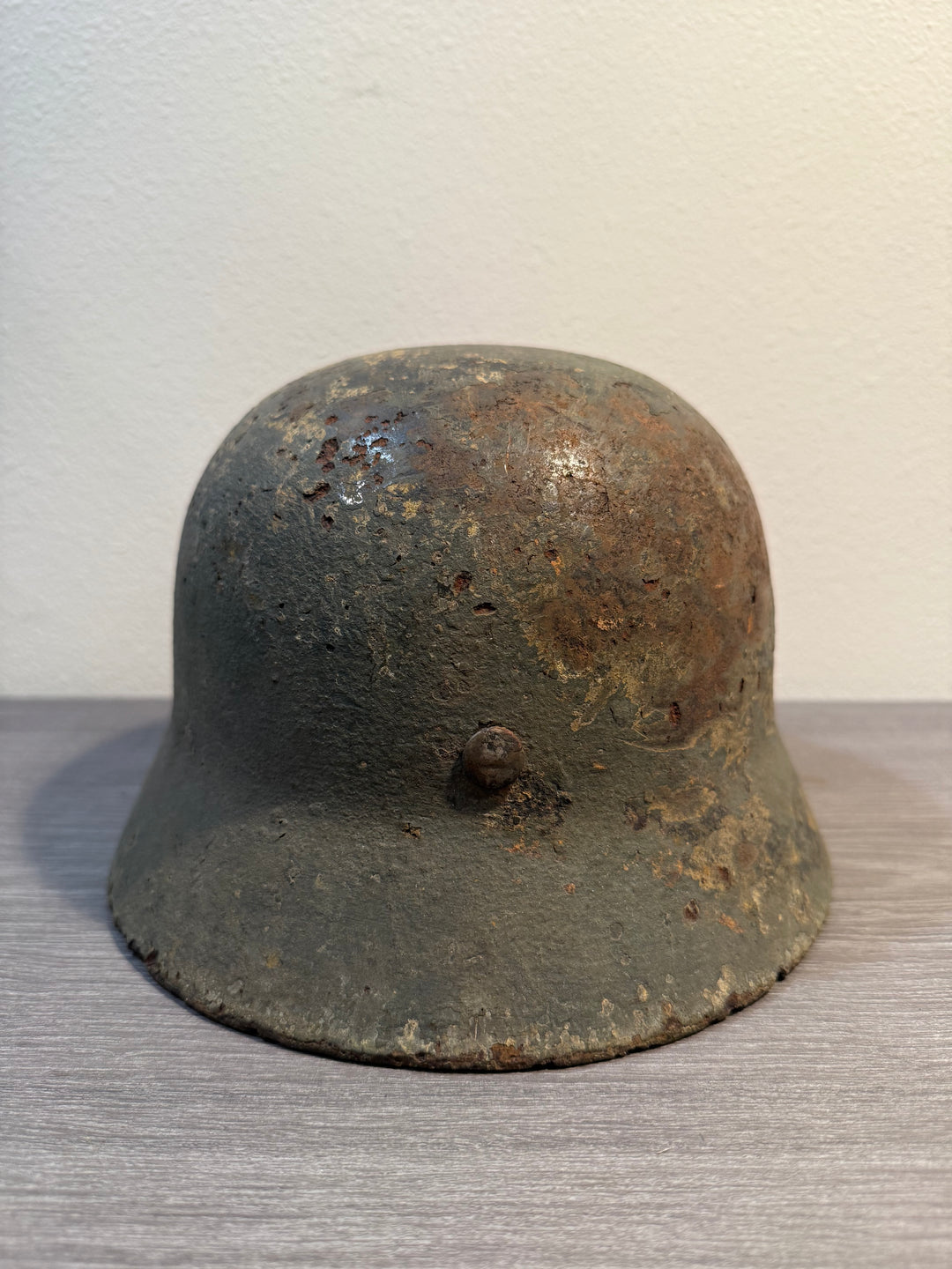 Original WWII German M35 Heer Helmet – ET64 – Double Decal – Relic Battlefield Find- Named