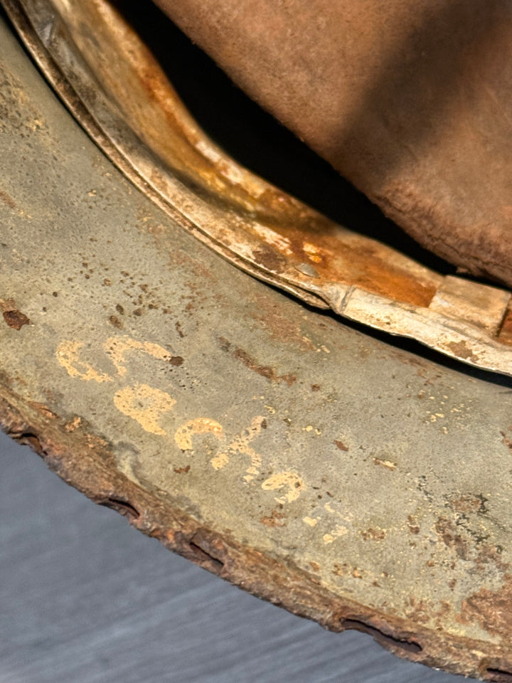 Original WWII German M35 Heer Helmet – ET64 – Double Decal – Relic Battlefield Find- Named