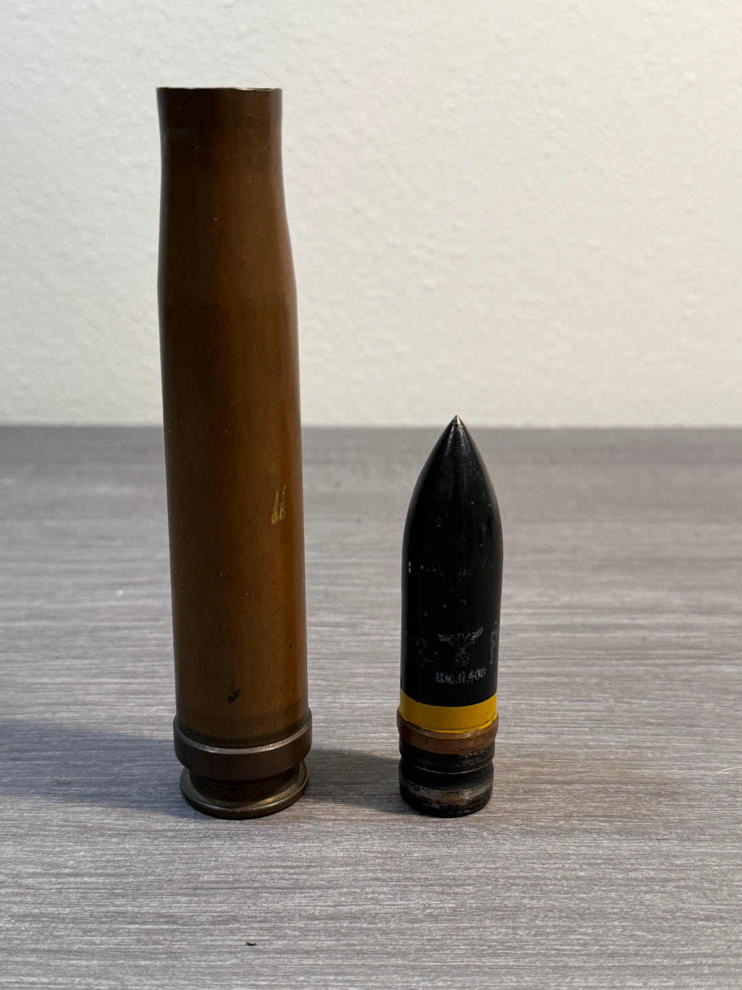 Original WWII German 20mm Flak Round – Inert Display Round – Anti-Aircraft Ammunition