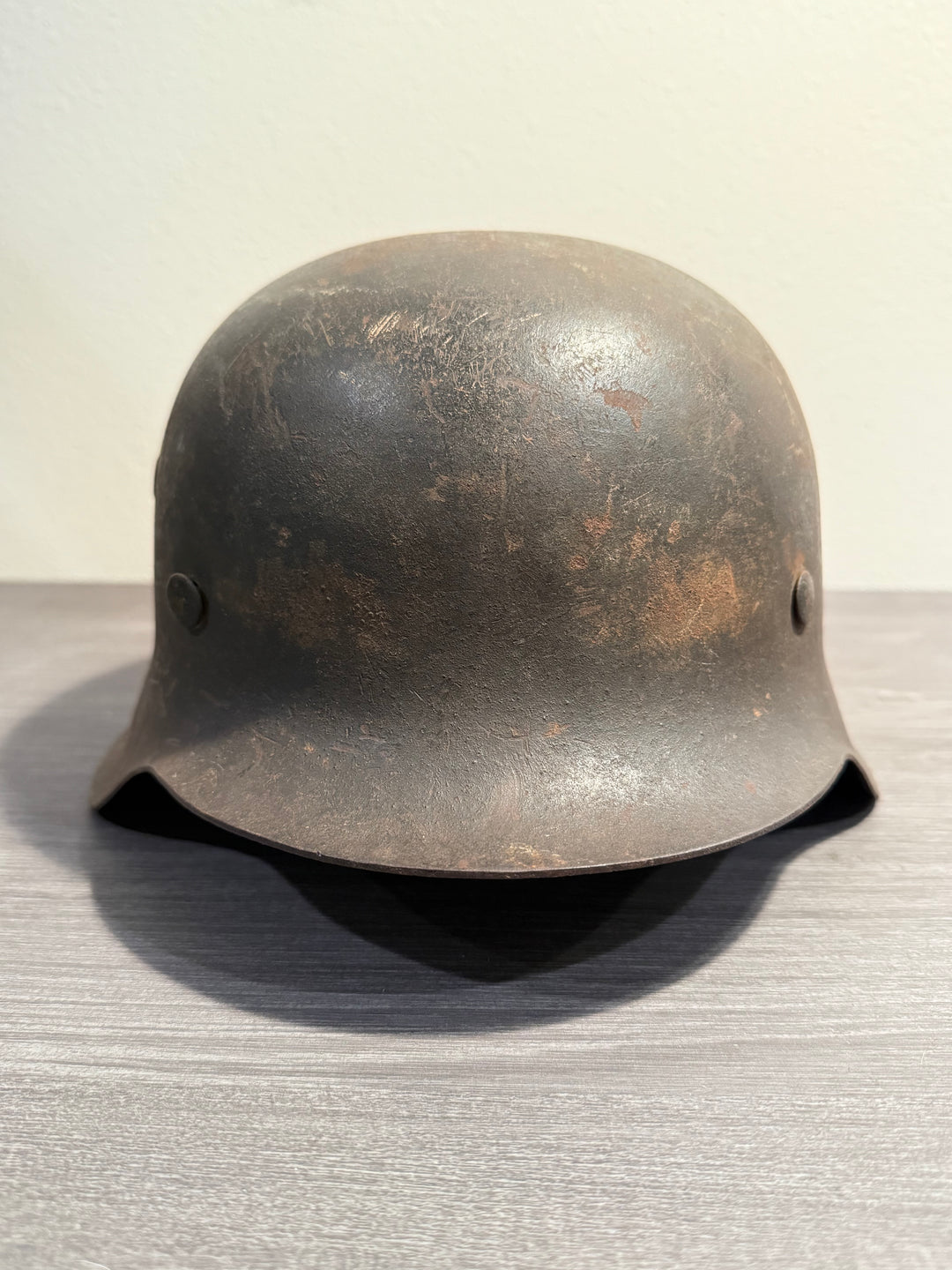 Original WWII German M42 Helmet –  Late War Relic Battlefield Condition
