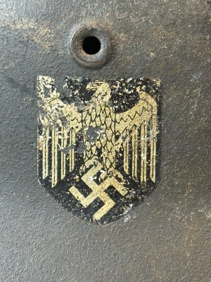 WWII German M42 Heer Helmet – EF66 – Named Liner – Original Decal