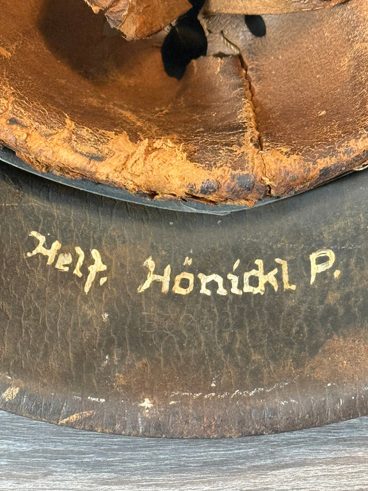WWII German M42 Luftwaffe Helmet – NS66 – Named – 1942 Dated Chinstrap