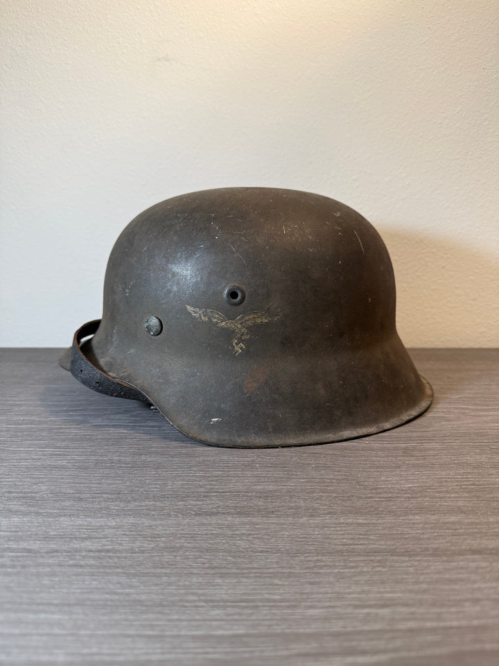 WWII German M42 Luftwaffe Helmet – NS66 – Named – 1942 Dated Chinstrap