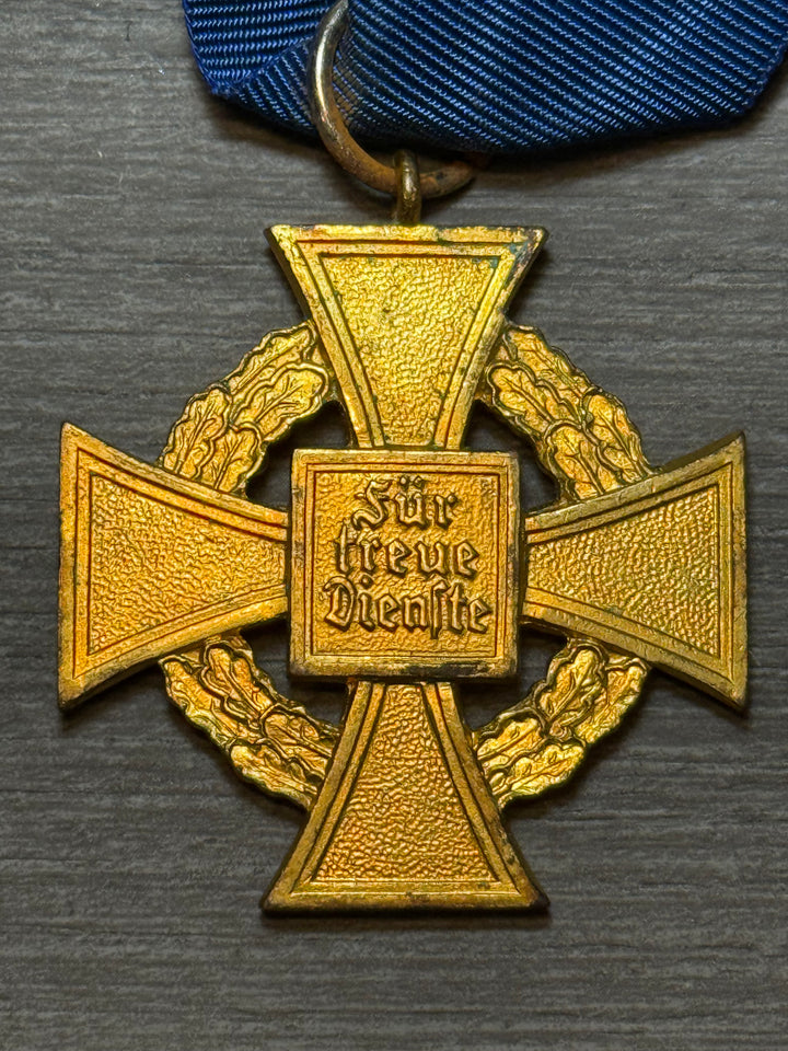 WWII German Civil Service 40 Year Faithful Service Cross (Gold) – Original Ribbon