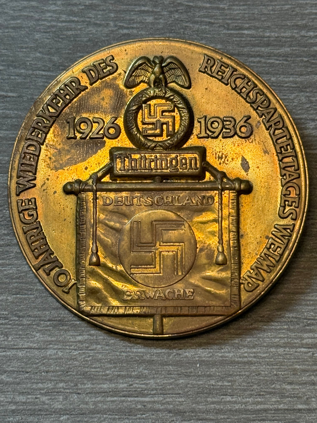 WWII German Reichsparteitag Weimar Tinnie 1926–1936 – Maker Marked Weinstein Jena