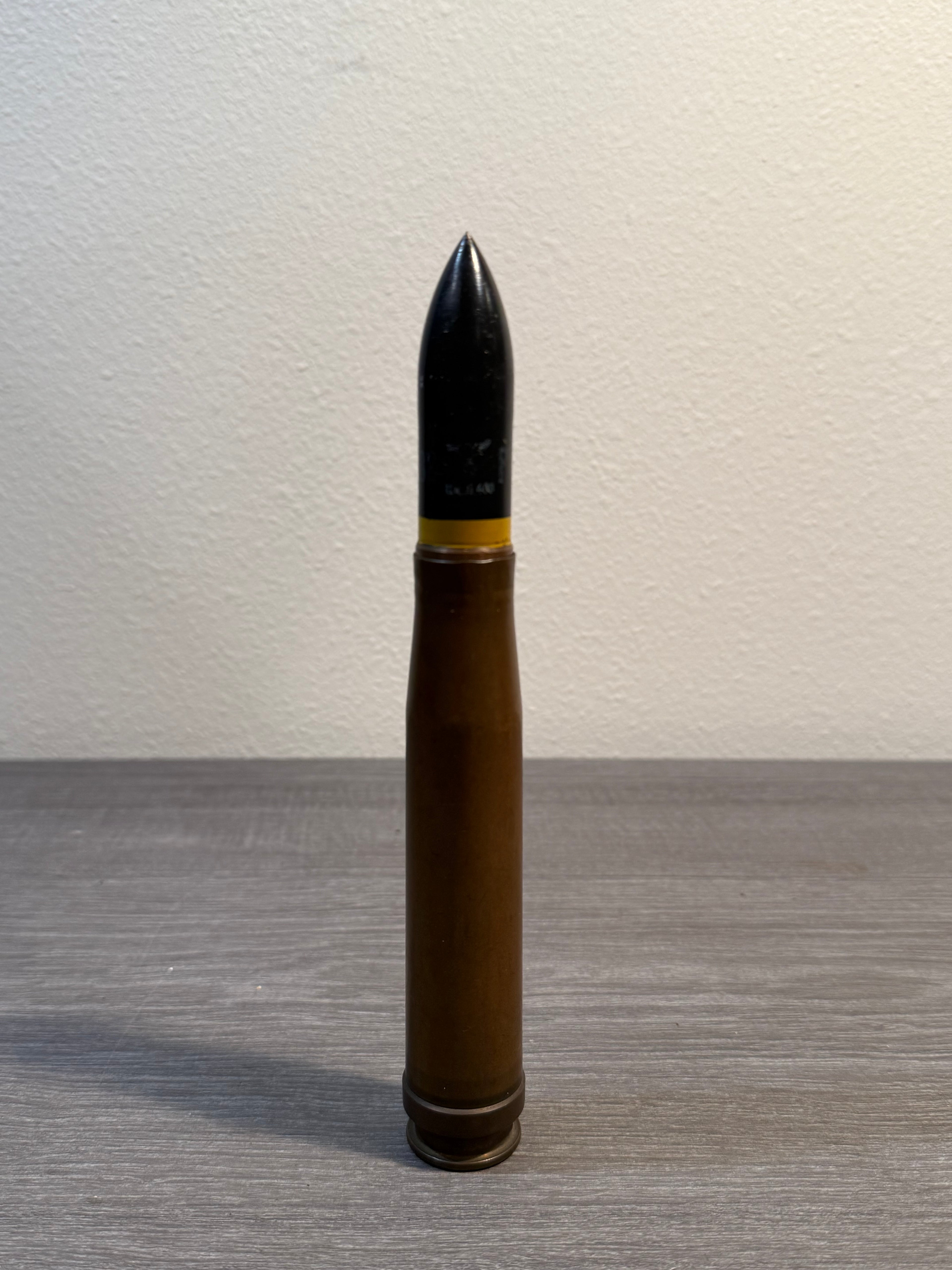 Original WWII German 20mm Flak Round – Inert Display Round – Anti-Aircraft Ammunition