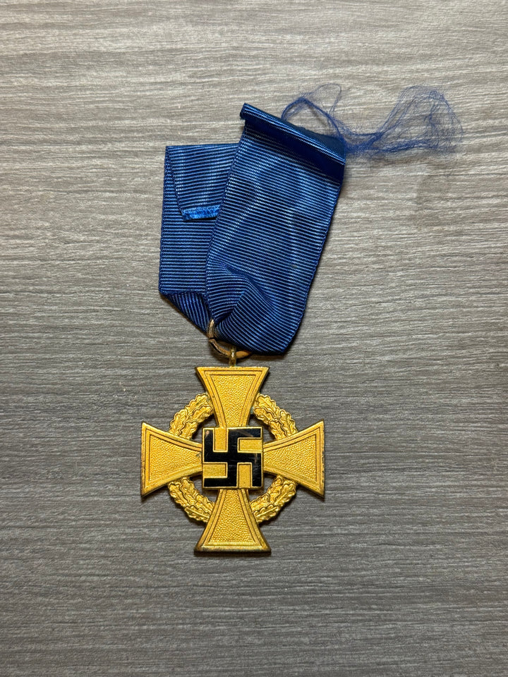WWII German Civil Service 40 Year Faithful Service Cross (Gold) – Original Ribbon