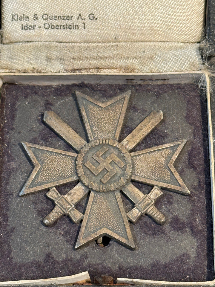 WWII German War Merit Cross 1st Class w/ Swords – Cased – Klein &amp; Quenzer