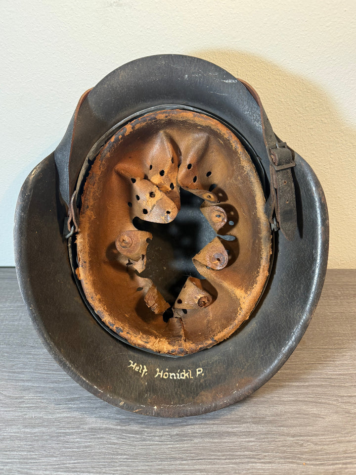 WWII German M42 Luftwaffe Helmet – NS66 – Named – 1942 Dated Chinstrap