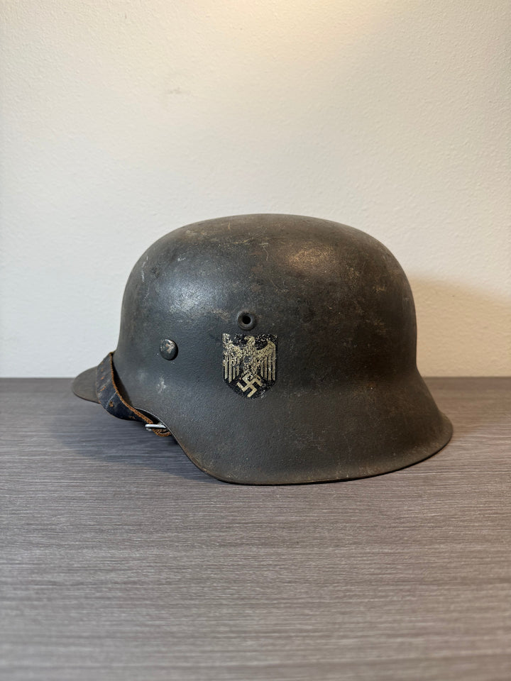 WWII German M42 Heer Helmet – EF66 – Named Liner – Original Decal