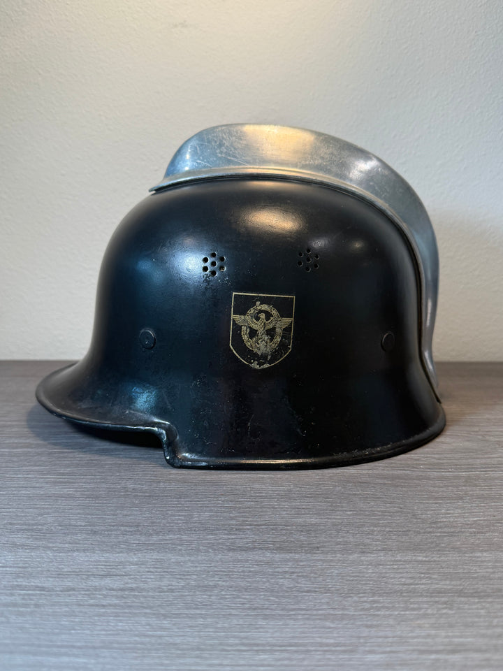 WWII German M34 Fire Police Helmet – Double Decal – DRGM Marked – Size 56