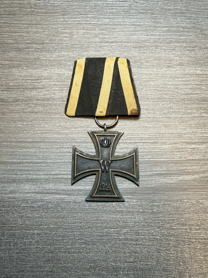 Original WWI German Iron Cross 2nd Class 1914 – Three-Piece Construction – Ribbon &amp; Ring Marked