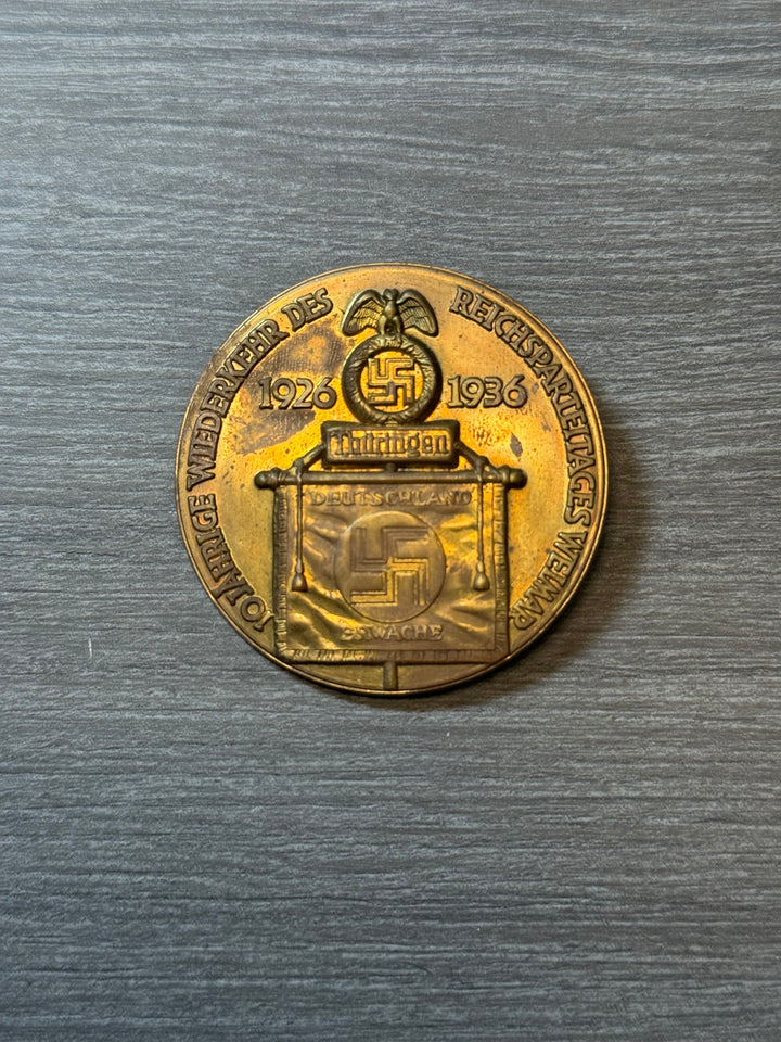 WWII German Reichsparteitag Weimar Tinnie 1926–1936 – Maker Marked Weinstein Jena
