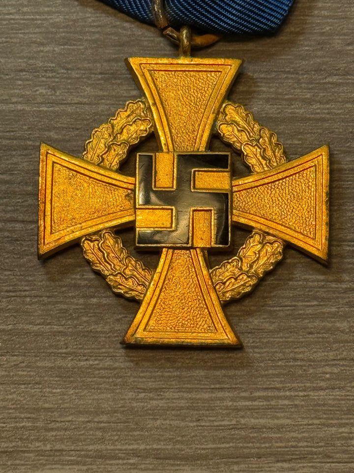 WWII German Civil Service 40 Year Faithful Service Cross (Gold) – Original Ribbon