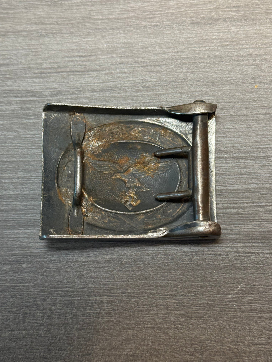 Original WWII German Luftwaffe Steel Belt Buckle – Enlisted/NCO – Original Paint