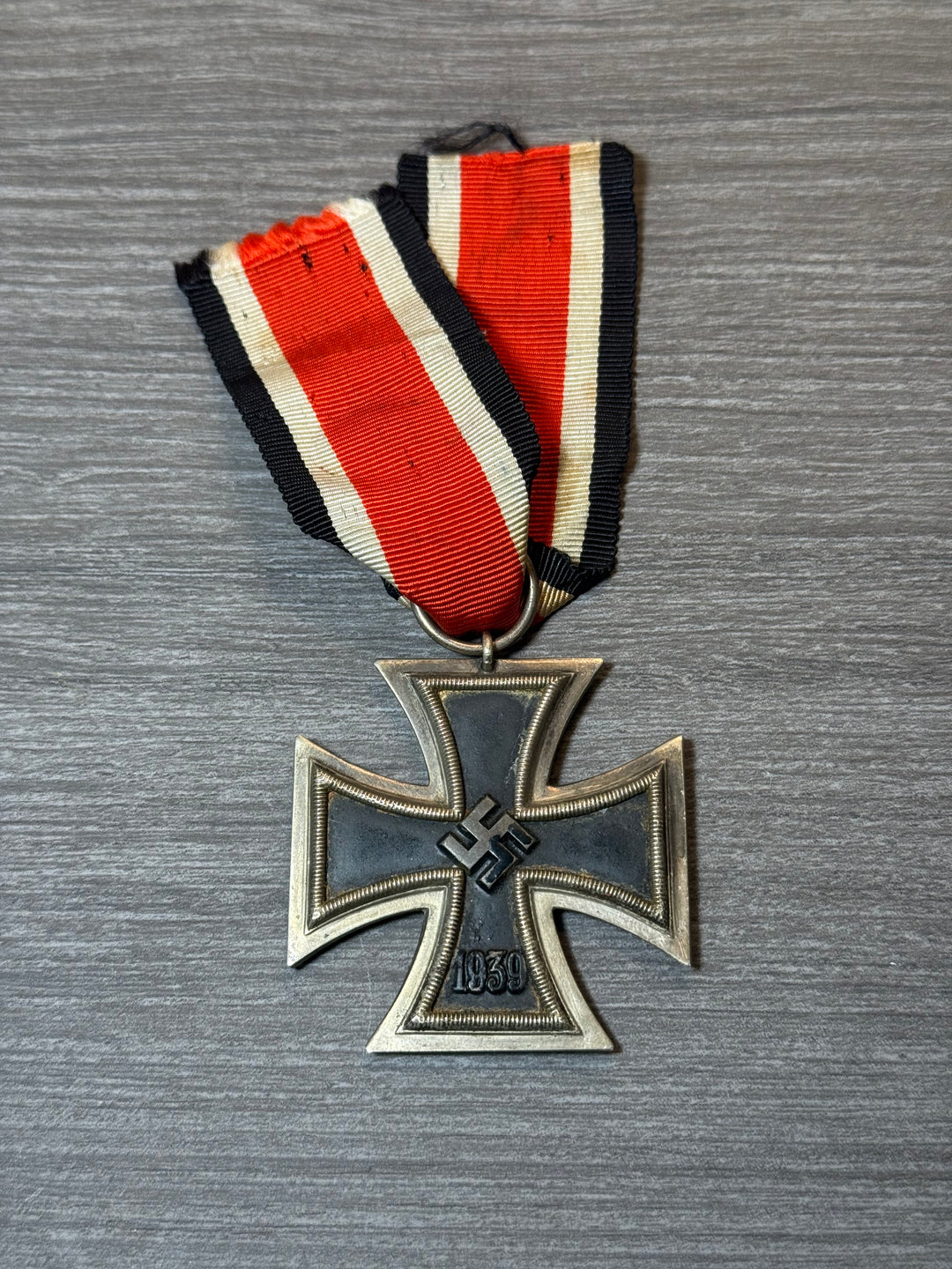 Original WWII German Iron Cross 2nd Class 1939 – Maker Marked “25” – Complete w/ Ribbon – Untouched Example