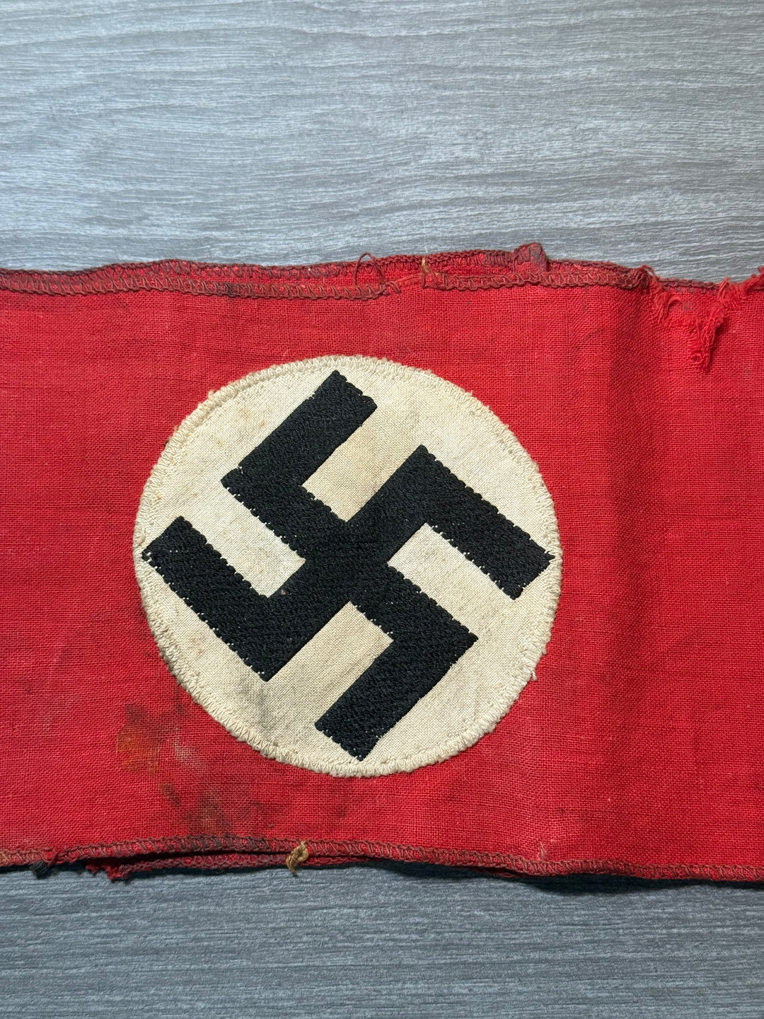 Original WWII German NSDAP Armband – RZM Tag Remnant – Multi-Piece Construction – Service Used
