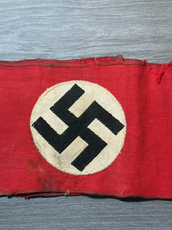 Original WWII German NSDAP Armband – RZM Tag Remnant – Multi-Piece Construction – Service Used