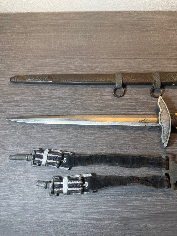 Original WWII German Luftwaffe 2nd Model Dagger – Alcoso Solingen – With Period Hangers