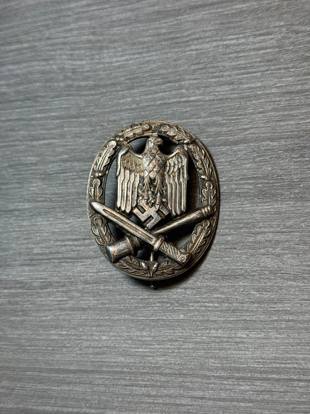 Original WWII German General Assault Badge (GAB) – Solid Back – Zinc – Complete - Unmarked