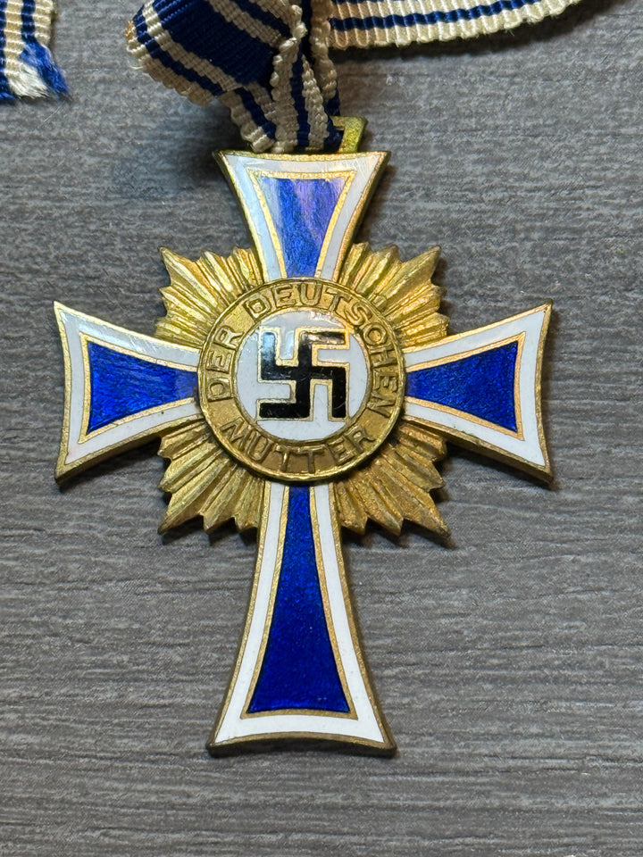 Original WWII German Gold Mother’s Cross – Ehrenkreuz der Deutschen Mutter – With Ribbon